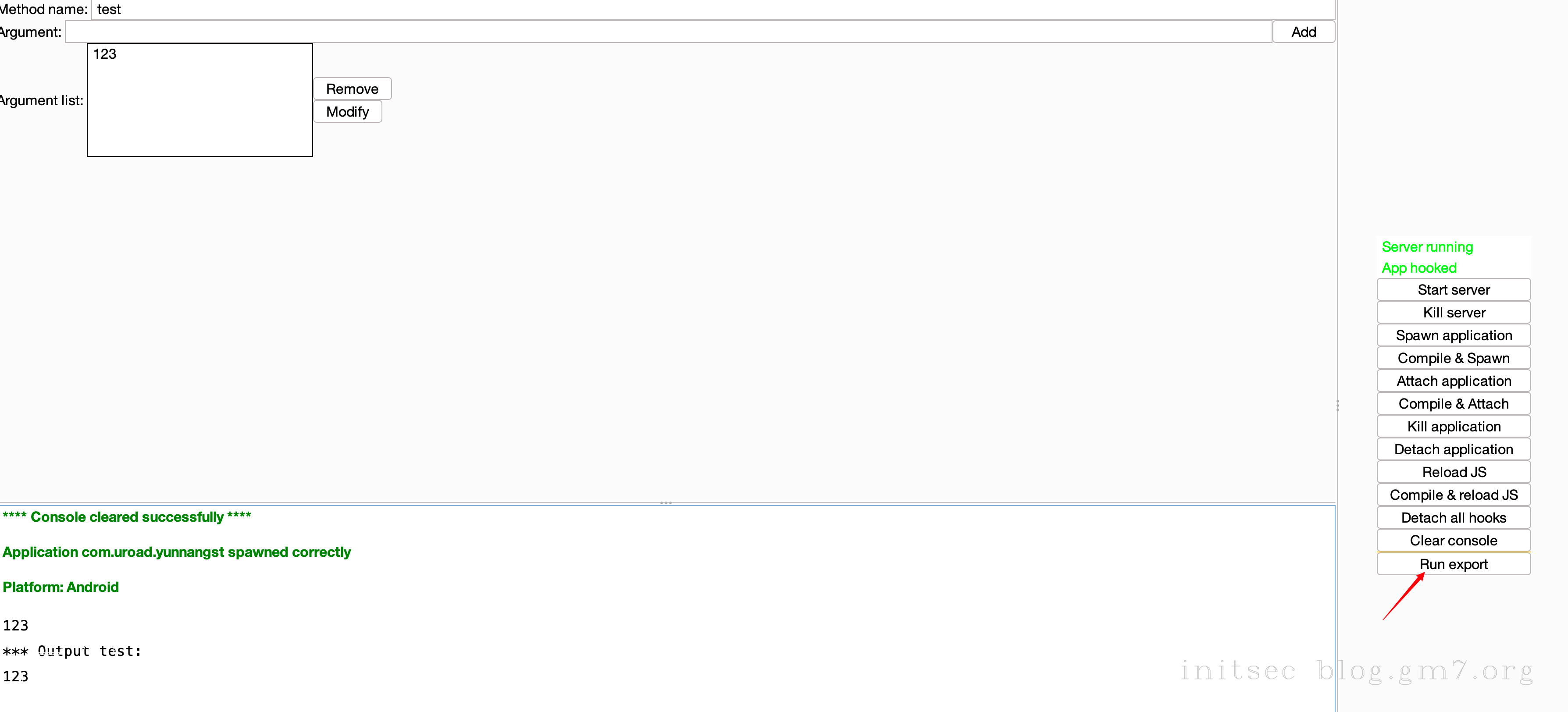 Debug export